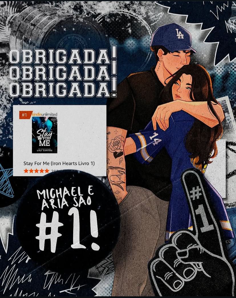 Divulgação de Stay For Me, de Lali Santos, em 1º lugar no Kindle Unlimited da Amazon